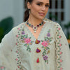 Indyancart IE Floral Yoke Design Thread Work Pure Cotton Anarkali Kurta Wth Trousers & Dupatta