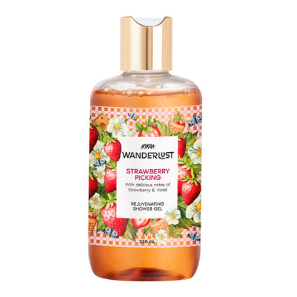 Nykaa Wanderlust Perfume Shower Gel - Hydrating, Relaxing & Cleansing - Strawberry Picking