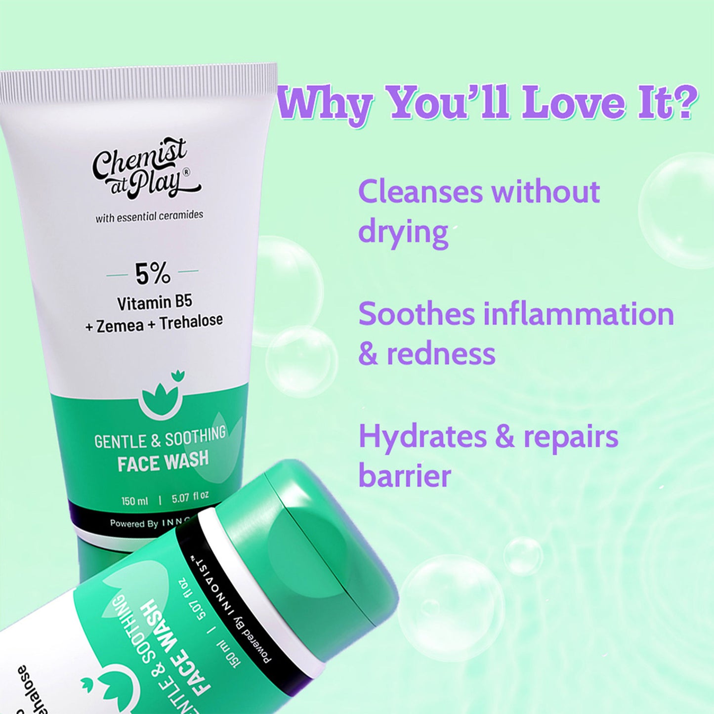 Chemist at Play Gentle & Soothing Facewash, 100% soap & fragrance-free, Soothes & hydrates