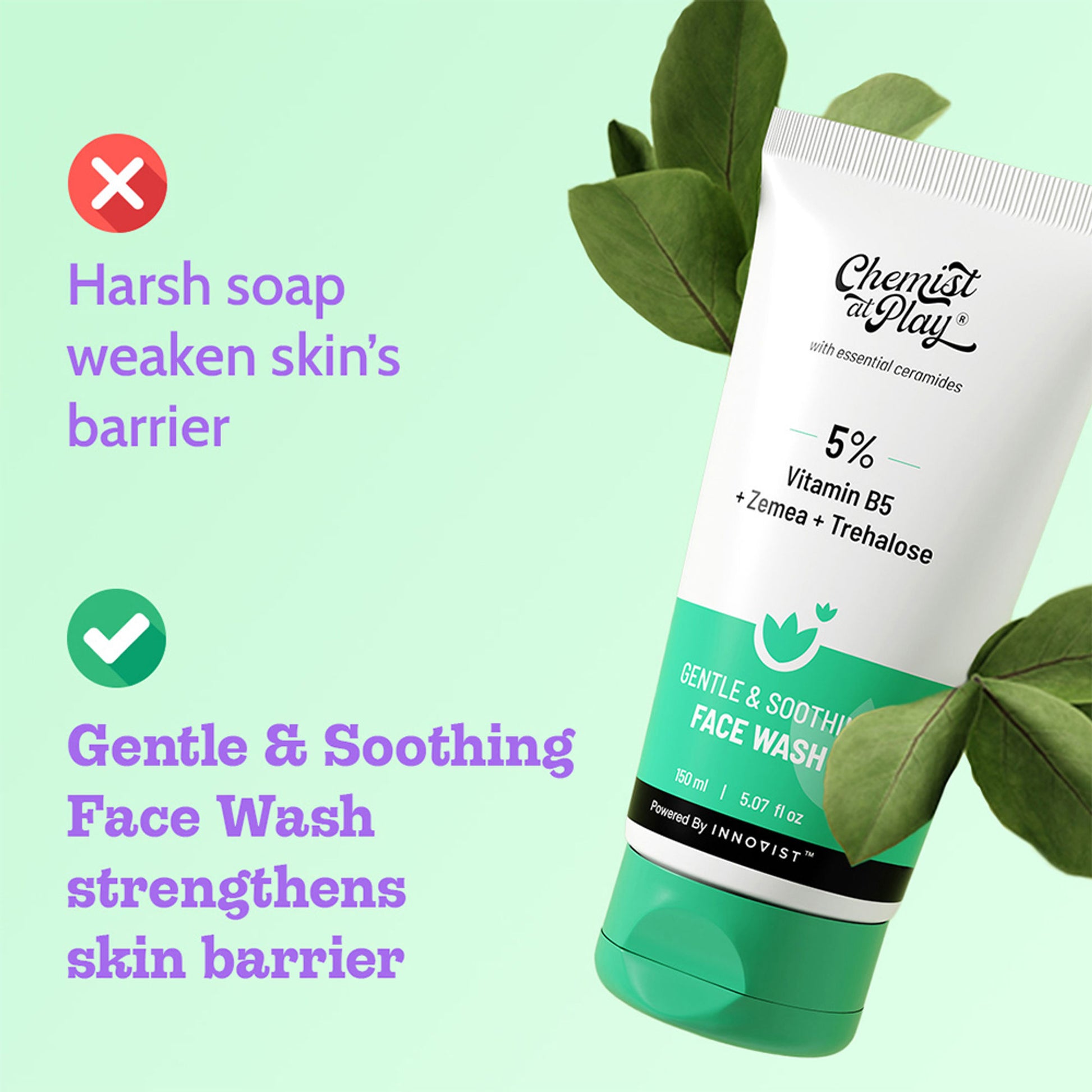 Chemist at Play Gentle & Soothing Facewash, 100% soap & fragrance-free, Soothes & hydrates