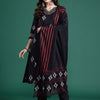 Dhiyona IE Ethnic Motifs Printed Thread Work Pure Cotton Kurta With Trousers & Dupatta