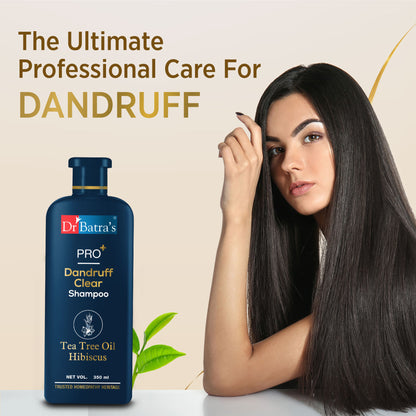 Dr Batra's PRO+ Anti Dandruff Clear Shampoo Extract with Tea Tree Oil, Hibiscus extract,
