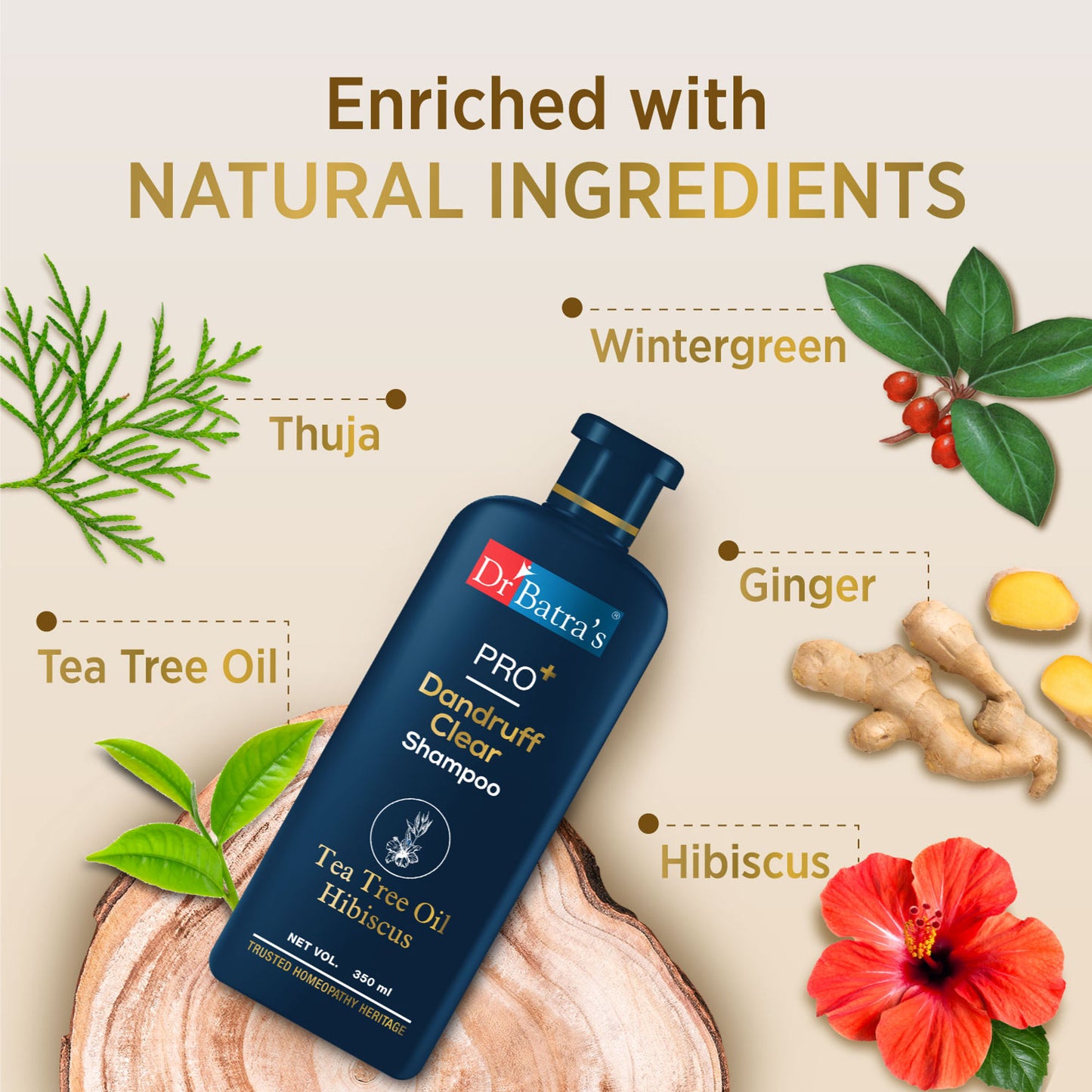 Dr Batra's PRO+ Anti Dandruff Clear Shampoo Extract with Tea Tree Oil, Hibiscus extract,