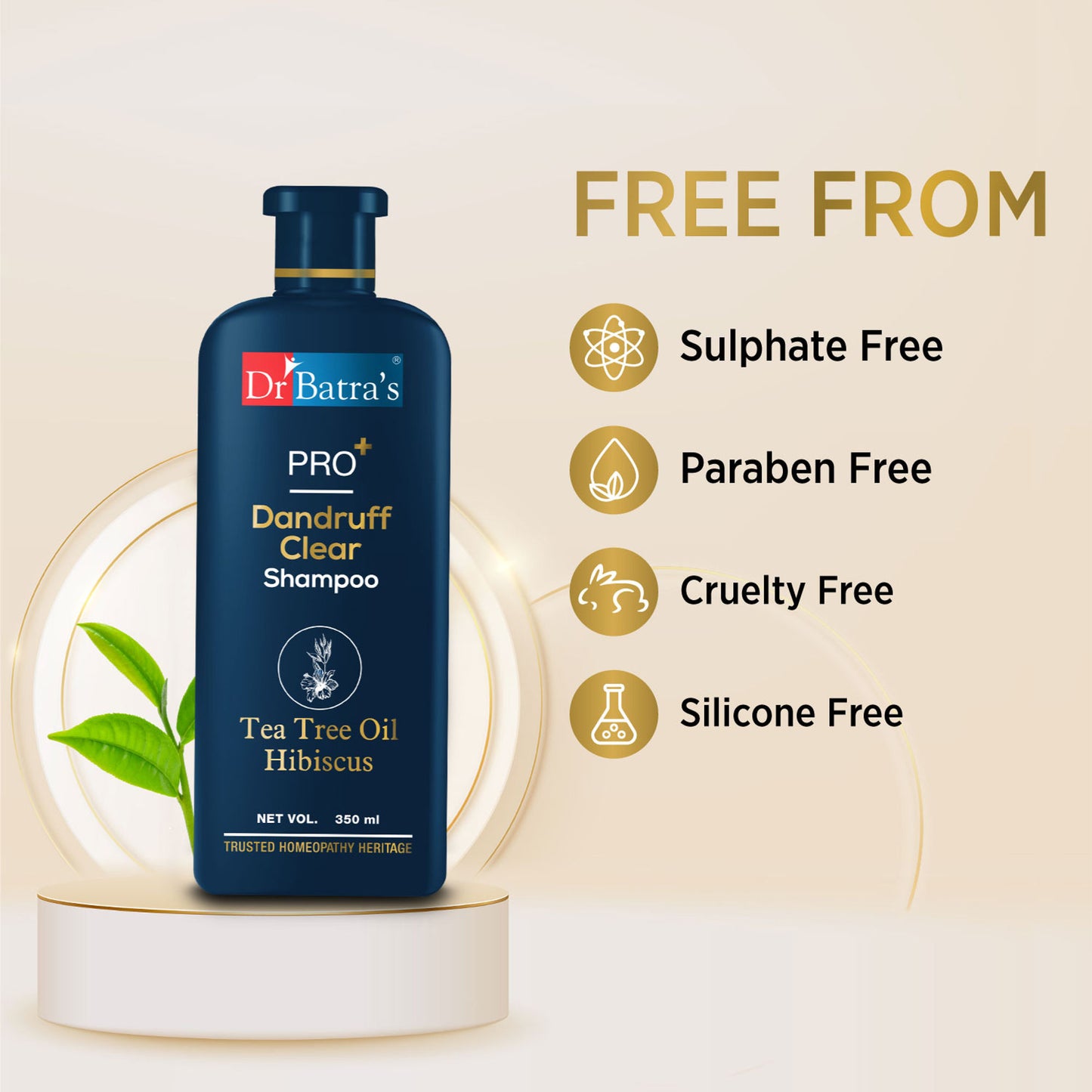 Dr Batra's PRO+ Anti Dandruff Clear Shampoo Extract with Tea Tree Oil, Hibiscus extract,