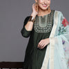 Dhiyona IE Women Ethnic Motifs Embroidered Sequinned Liva Kurta with Palazzos & With Dupatta
