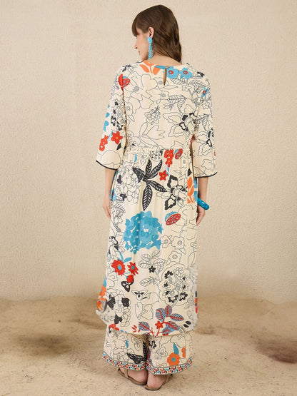 Indyancart IE Printed Kurta & Trouser Co-Ords Set