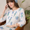 Indyancart IE Floral Printed Round Neck Pure Cotton A-Line Kurta With Trouser
