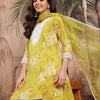 Indyancart SN Women's Floral Print Thread Work Kurta with Salwar & Dupatta