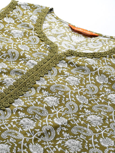 Dhiyona IE Paisley Printed Regular Pure Cotton Kurta with Trousers & With Dupatta