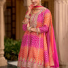 Dhiyona IE Chevron Printed Sequinned Round Neck A-Line Kurta With Palazzos & Dupatta