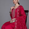 Indyancart IE Ethnic Motifs Embroidered Sequinned Kurta with Trousers & Dupatta