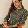 Dhiyona IE Women Floral Printed Regular Sequinned Detail Pure Cotton Kurta with Trousers
