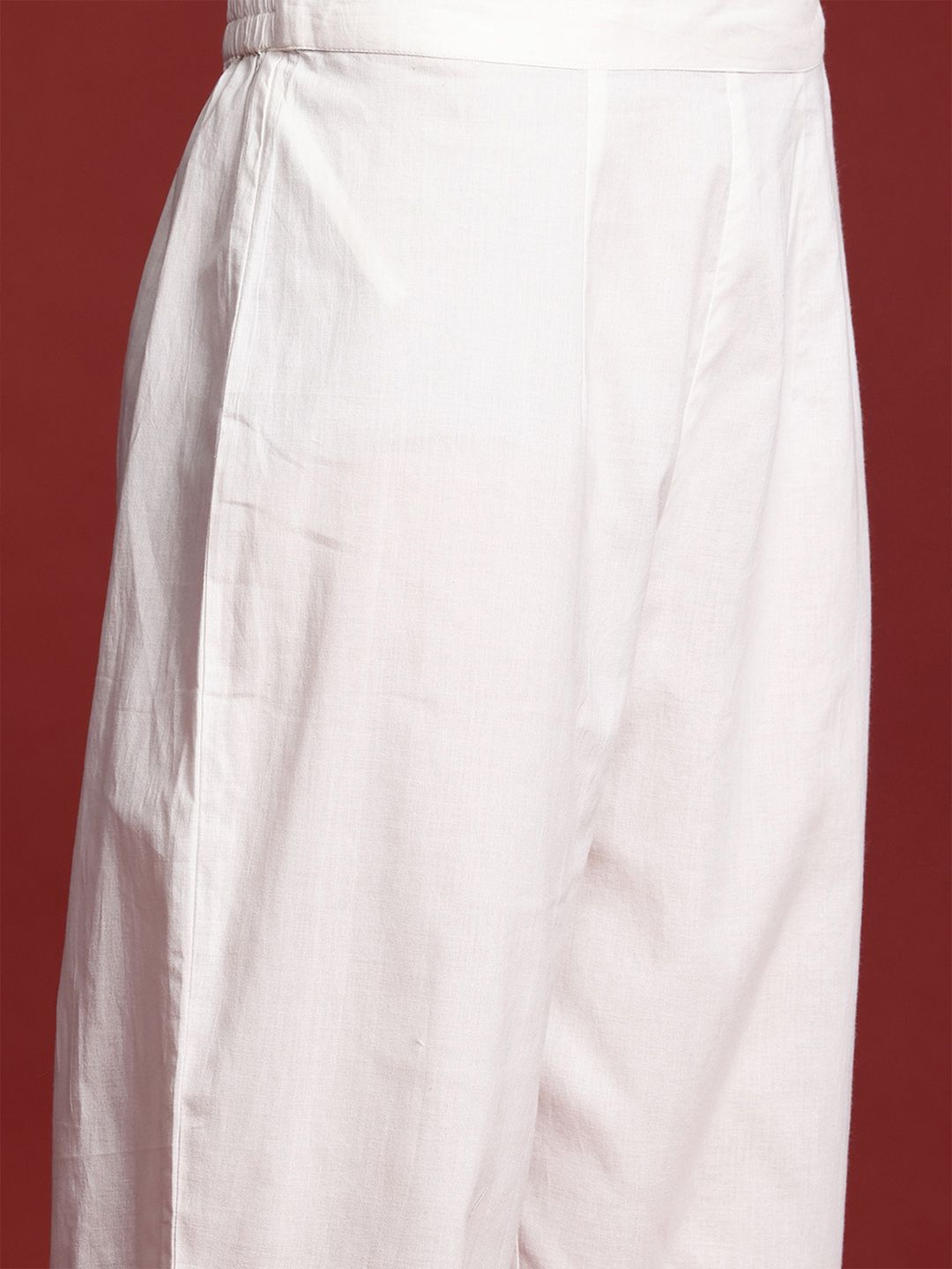 Dhiyona IE Women Ethnic Motifs Printed Empire Mirror Work Pure Cotton Kurta with Trousers & With Dupatta
