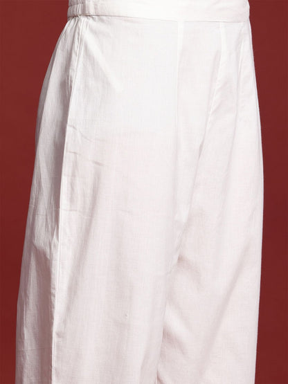 Dhiyona IE Women Ethnic Motifs Printed Empire Mirror Work Pure Cotton Kurta with Trousers & With Dupatta