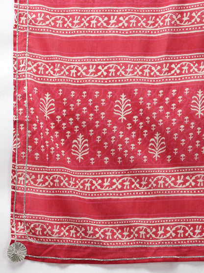 Indyancart IE Women Pink Ethnic Motifs Printed Kurta with Palazzos & With Dupatta