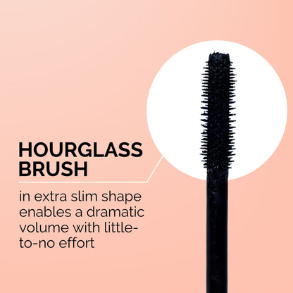 IRIS COSMETICS All About That Drama Voluminous Mascara wand with black mascara formula on a clean background