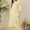 Dhiyona IE Women Floral Embroidered Regular Beads and Stones Pure Cotton Kurta with Trousers
