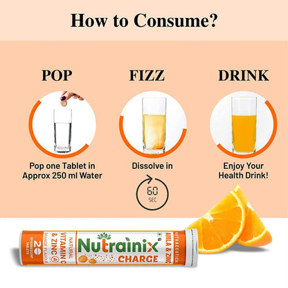 Nutrainix Charge Natural Vitamin C & Zinc Tablets