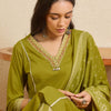 Dhiyona IE Women Ethnic Motifs Embroidered Regular Thread Work Pure Cotton Kurta with Trousers & With Dupatta