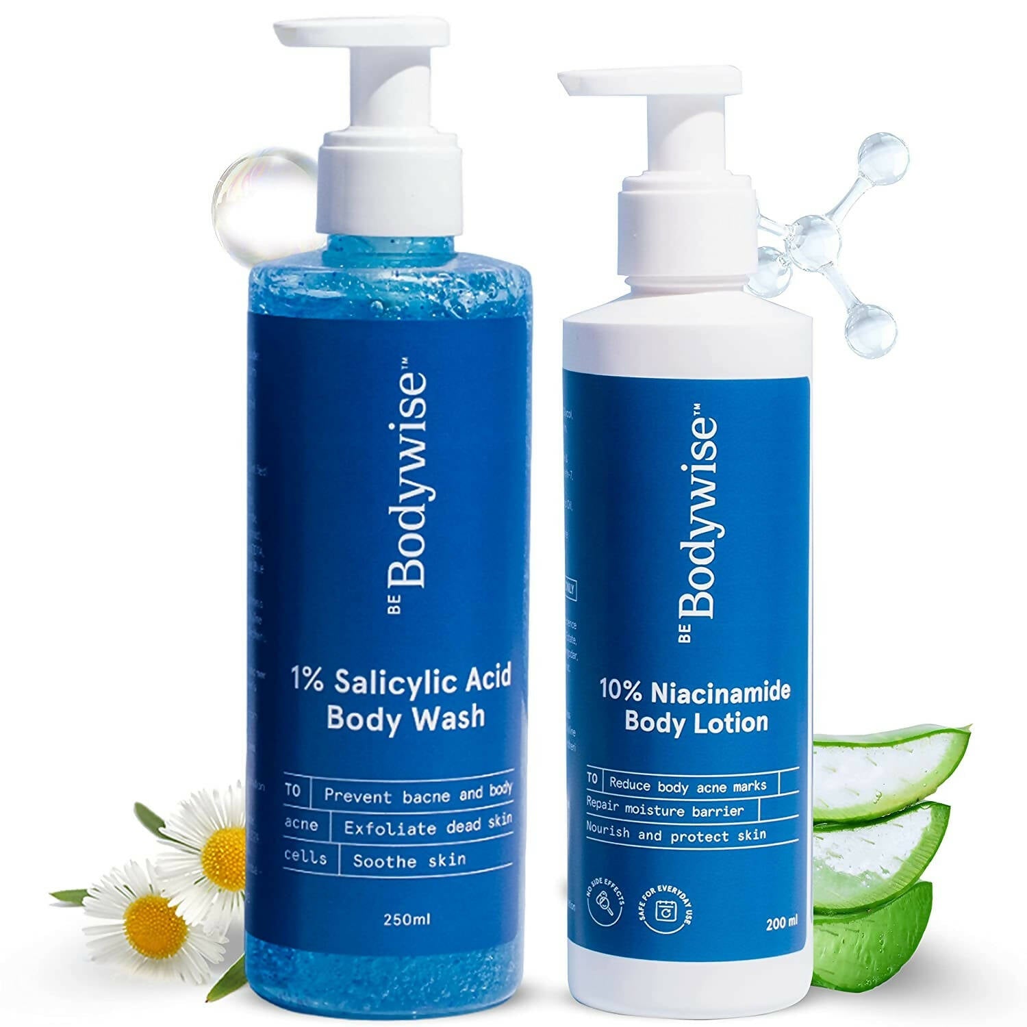 BeBodywise 1% Salicylic Acid Body Wash and 10% Niacinamide Body Lotion - Indyancart