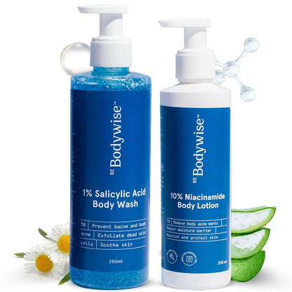BeBodywise 1% Salicylic Acid Body Wash and 10% Niacinamide Body Lotion - Indyancart