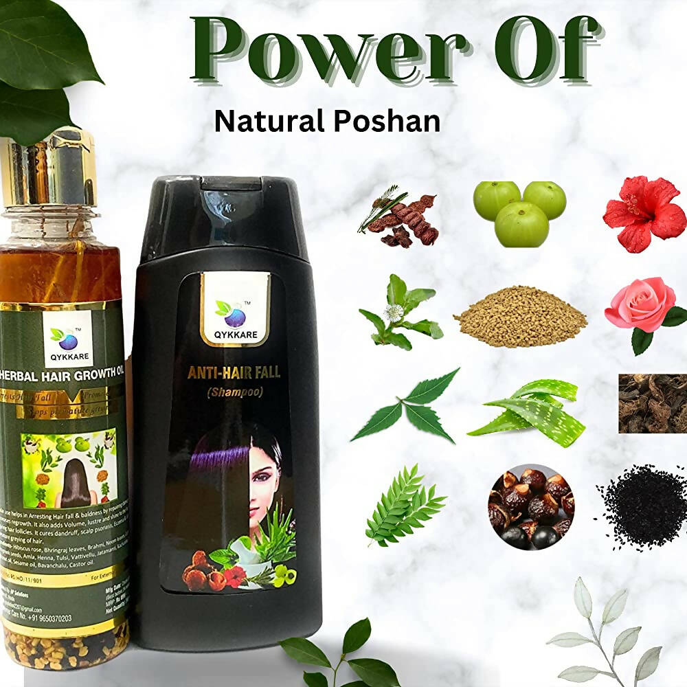 Qykkare Herbal Anti-Hairfall Shampoo & Herbal Hair Growth Oil Combo - Indyancart