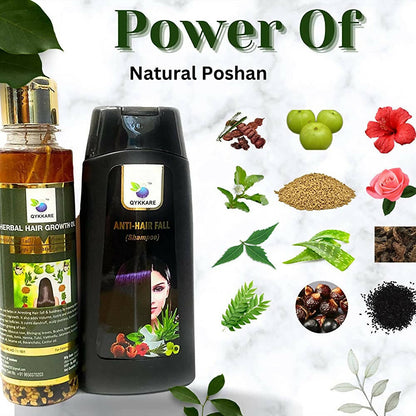 Qykkare Herbal Anti-Hairfall Shampoo & Herbal Hair Growth Oil Combo - Indyancart