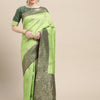 Women's Silk Blend Light Green Woven Design Woven saree With Blouse Piece