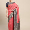 Women's Silk Blend Pink Woven Design Woven saree With Blouse Piece