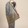 Women's Silk Blend Grey Woven Design Woven saree With Blouse Piece