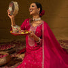 Dhiyona IE Floral Embroidered V-Neck Thread Work Straight Kurta with Trousers & Dupatta