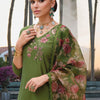 Dhiyona IE Women Floral Embroidered Regular Thread Work Liva Kurta with Trousers & With Dupatta