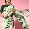 Women's Silk Blend Green Printed Designer Saree With Blouse Piece
