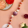 Dhiyona Brown Sapphire & Embellished Beaded Thread Rakhi With Roli Chawal & Greeting Card