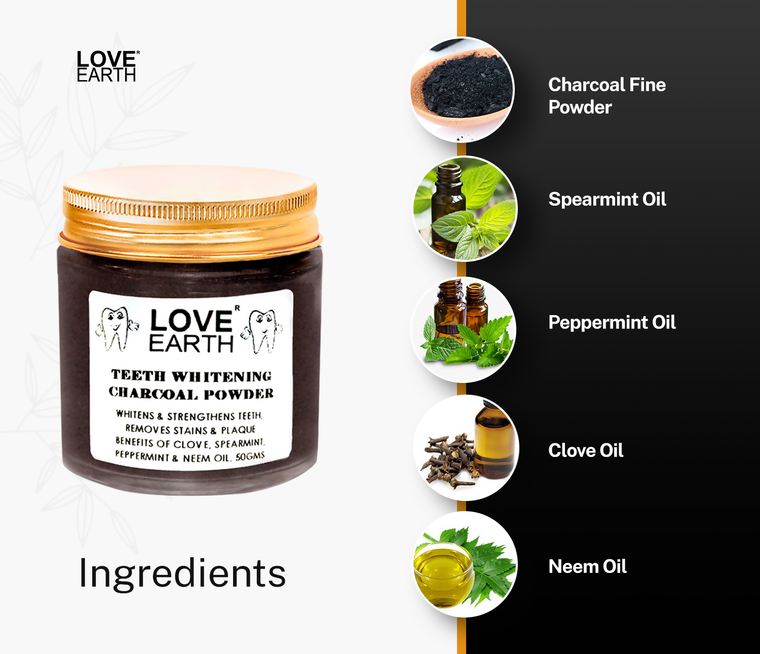 Love Earth Teeth Whitening Charcoal Powder - Indyancart