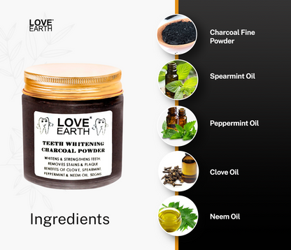 Love Earth Teeth Whitening Charcoal Powder - Indyancart