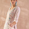 Dhiyona IE Floral Embroidered Regular Thread Work Pure Cotton Kurta With Trousers & Dupatta