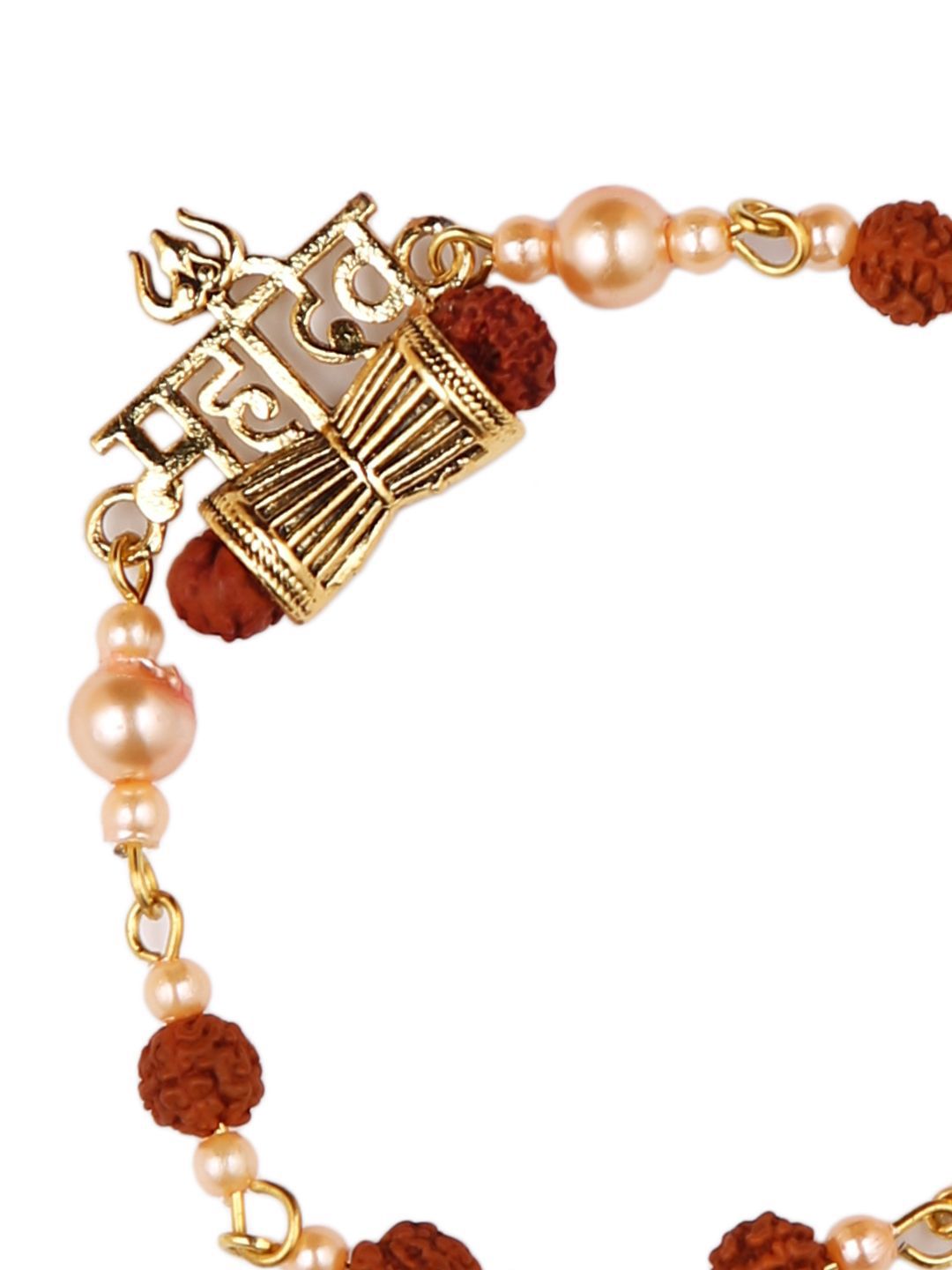 Anouk Brown Rudraksh & Pearl Beaded Bracelet Rakhi With Roli Chawal With Greeting Card