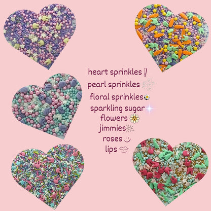 Confect Edible Sprinkles | Mix Red, Pink, Green & Yellow Pearls Pack of 5 (EAST 1) - 100Gms