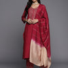Dhiyona VR Women's Womens Embroidered Kurta Paired With Embroidered Trouser And Ombre Dupatta