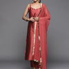 Dhiyona VR Women's Maroon Embroidered Straight Kurta, Round Neck With Side Slits