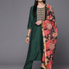 Dhiyona VR Women's Thread Embroidered Kurta Paired With Straight Pant And Digital Printed Dupatta