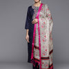 Dhiyona VR Women's Solid Round Neck Yoke Kurta Paired With Tonal Bottom And Contrast Dupatta