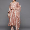 Dhiyona VR Women's Mauve Embroidered Kurta Paired With Tonal Trouser And Dupatta