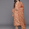 Dhiyona VR Women's Rust Floral Printed Kurta Paired With Bottom & Dupatta