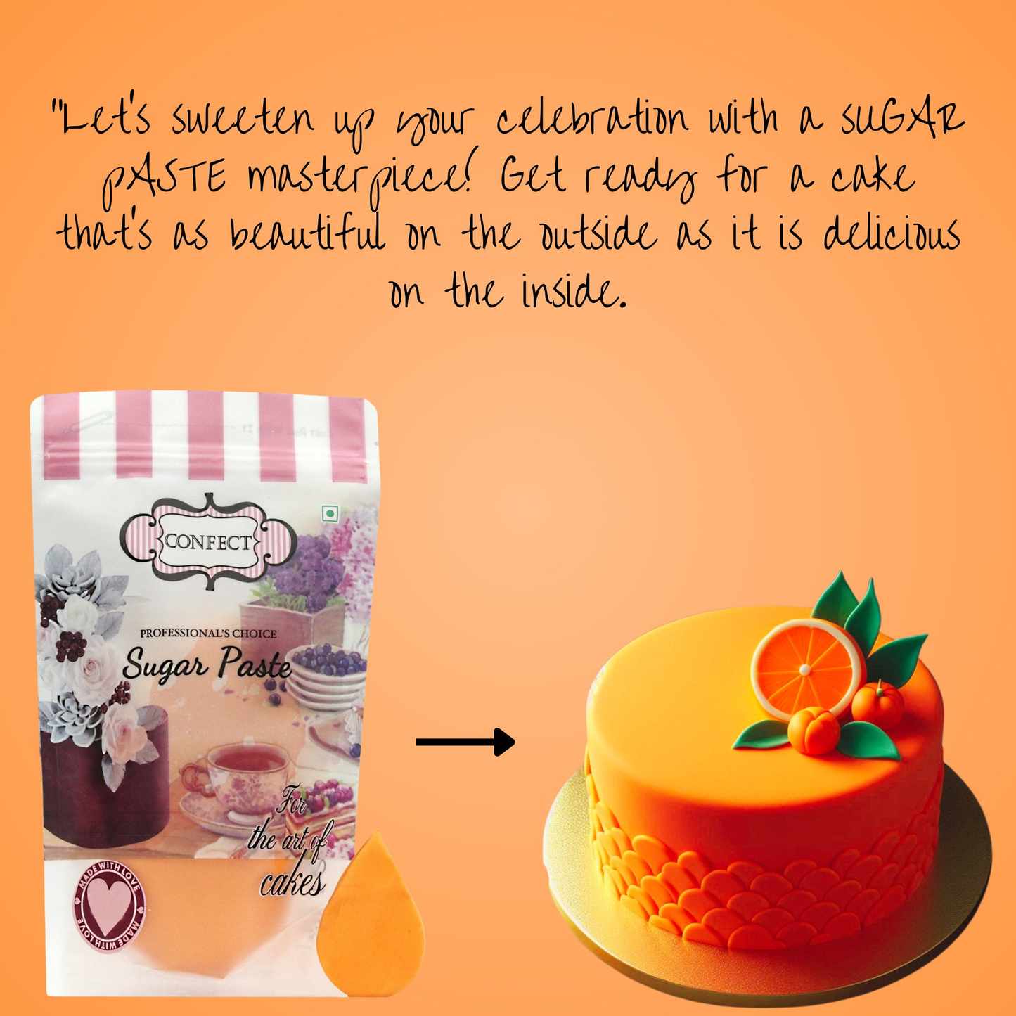 Confect Fluorescent Orange Fondant | Edible Sugarpaste