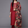 Dhiyona VR Women's Thread Embroidered Kurta Paired With Straight Pant And Digital Printed Dupatta