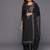 Dhiyona VR Women's Black Thread And Sequins Embroidered Kurta With Bottom And Dupatta