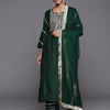 Dhiyona VR Women's Varaanga Green Embroidered Kurta With Tonal Bottom And Tonal Chiffon Dupatta