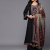 Dhiyona VR Women's Black Floral Printed Embellished Anarkali Kurta Paired With Bottom And Printed Dupatta